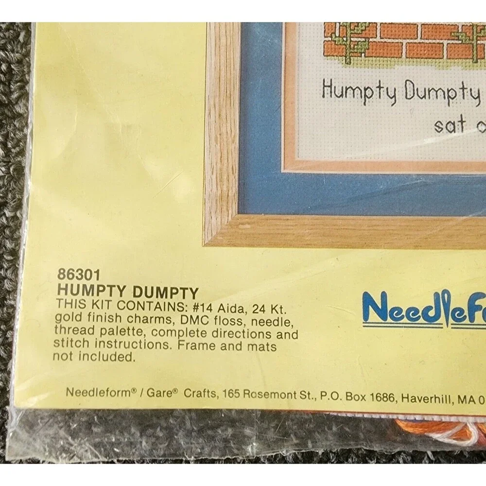 Needleform Charmables Counted Cross Stitch Humpty Dumpty 86301 Kit -Vintage